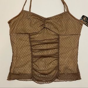 True Meaning Brown Cinch Front Tank NWT SZ L